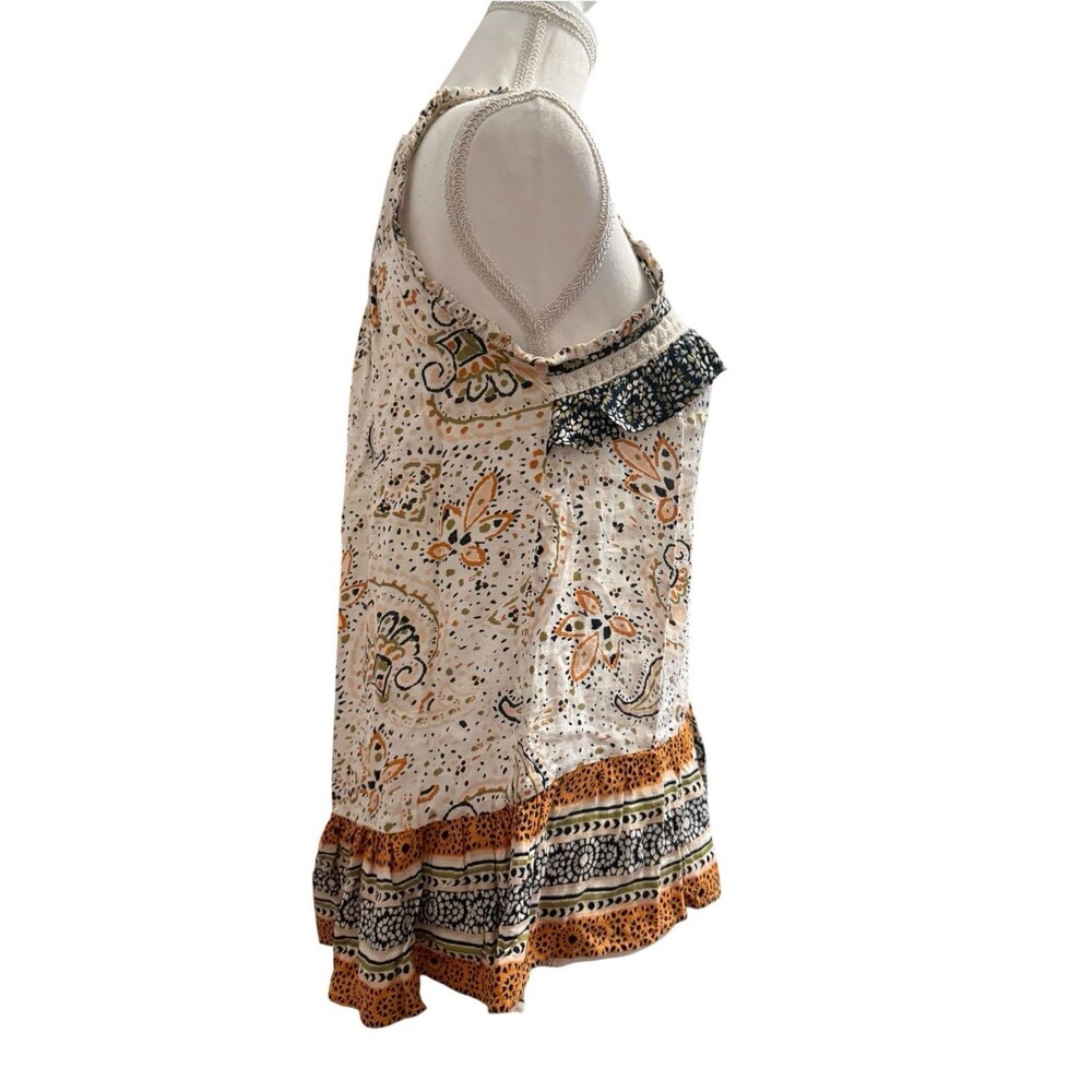 Patrons of Peace Paisley Ruffle Peplum Tank Top Boho XS - Picture 3 of 9